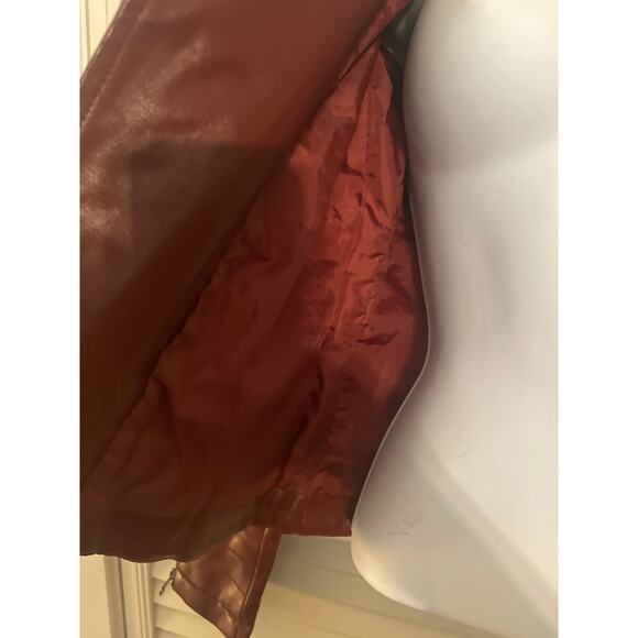 AFTF Basic Outerwear Burgundy Junior size large Faux Leather Motorcycle Jacket - Picture 7 of 8